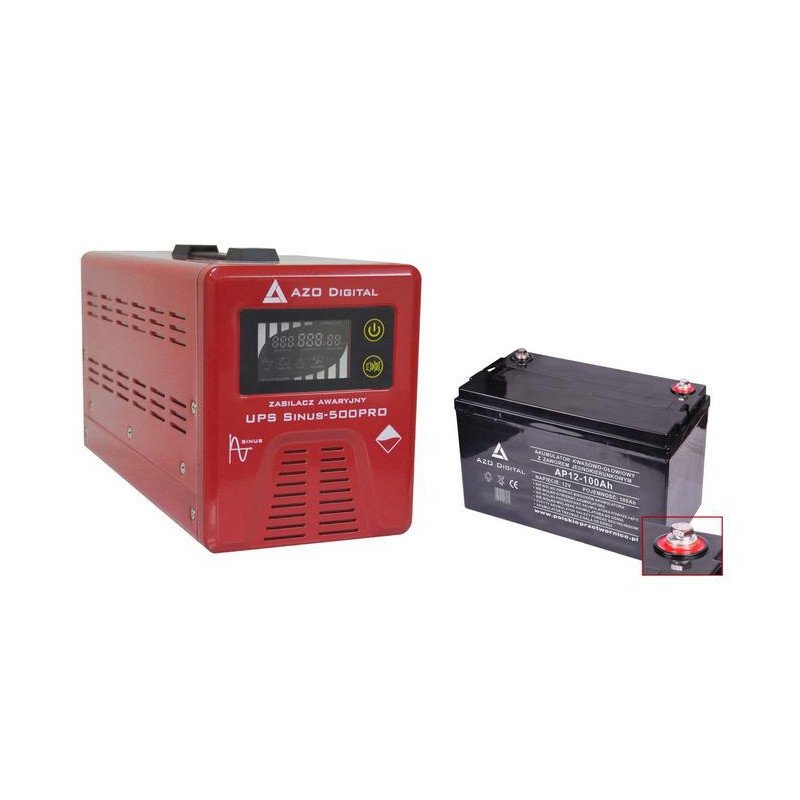 Unterbrechungsfreie Stromversorgung USV + AVR 12V Sinus-500Pro 12V / 230V 500VA + Batterie 12V / 100Ah VRLA AGM