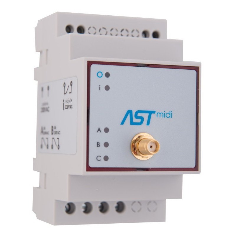 ASTmidi GPS - astronomische Uhr für DIN-Schiene mit GPS - 2 x Ausgang 230V / 5A + externe Antenne