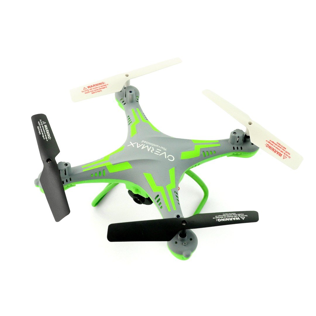 Drohne Quadrocopter OverMax X-Bee Drohne 3.1 Plus Wi-Fi 2,4 GHz mit FPV-Kamera grau-grün - 34 cm + 2 zusätzliche Batterien