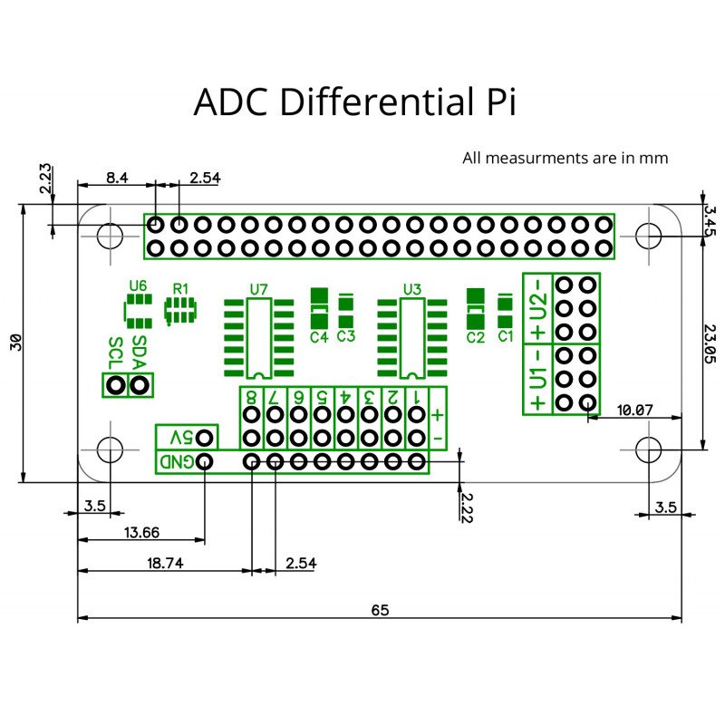 ADC Differential Pi - MCP3424 - 8-Kanal-A / C-Wandler