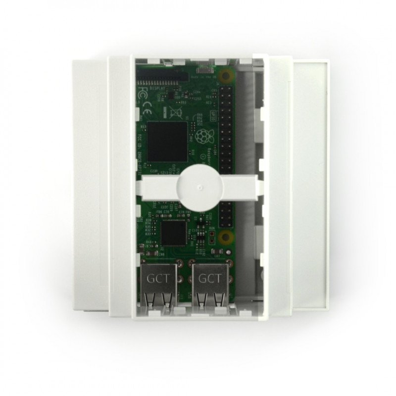 Raspberry Pi 3B+ / 3B / 2B Gehäuse für DIN-Schiene - grau / transparent