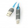 USB C + microUSB - USB A Kabel - 1m blau - zdjęcie 1