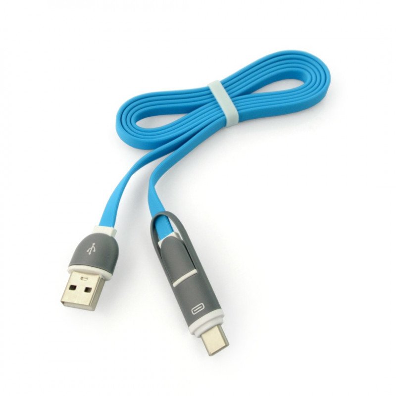 USB C + microUSB - USB A Kabel - 1m blau