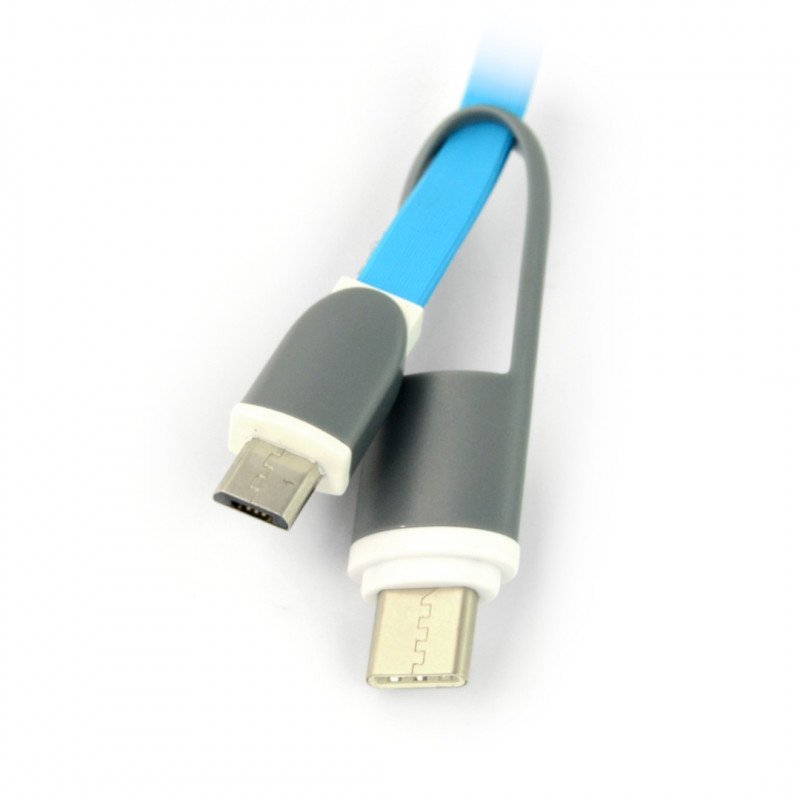 USB C + microUSB - USB A Kabel - 1m blau