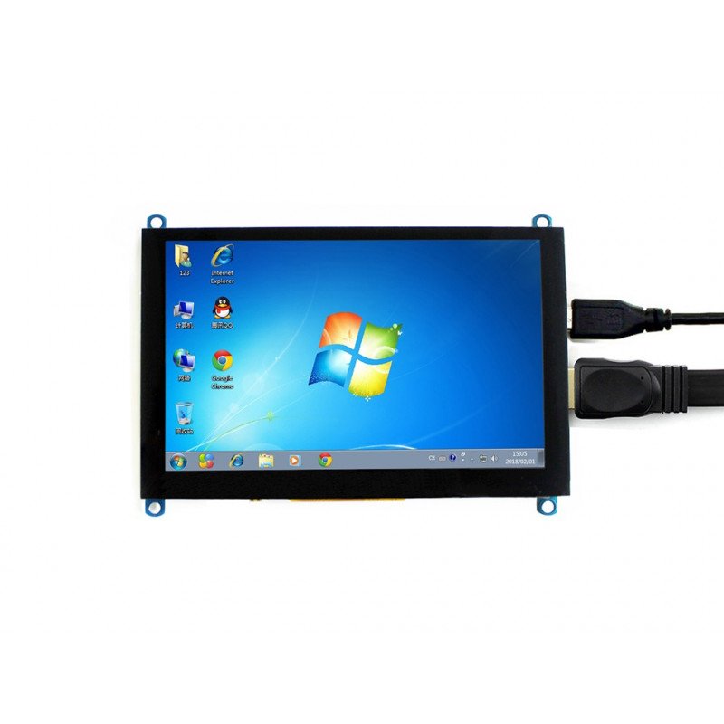 5 '' TFT LCD kapazitiver Touchscreen (H) 800x480px HDMI + USB Rev. 2.1 für Raspberry Pi 3B+ / 3B / 2B / Zero