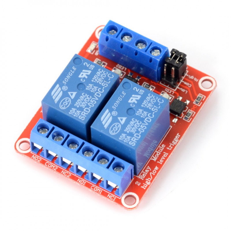 Zweikanaliges H/L Relaismodul mit optoelektronischer Trennung 5V 10A / 125VAC