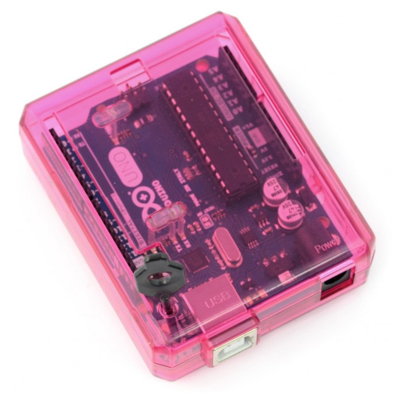 Transparentes pinkfarbenes Arduino UNO-Gehäuse