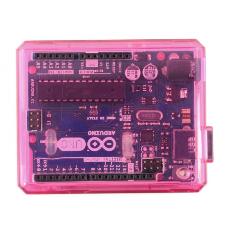 Transparentes pinkfarbenes Arduino UNO-Gehäuse