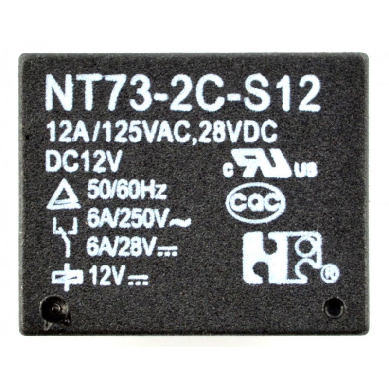 NT73-2C-S12 Relais - Spule 12V, Kontakte 2x 12A/125VAC
