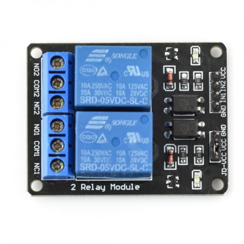 Zweikanaliges Relaismodul RM5 mit optoelektronischer Trennung 5V 10A / 125VAC