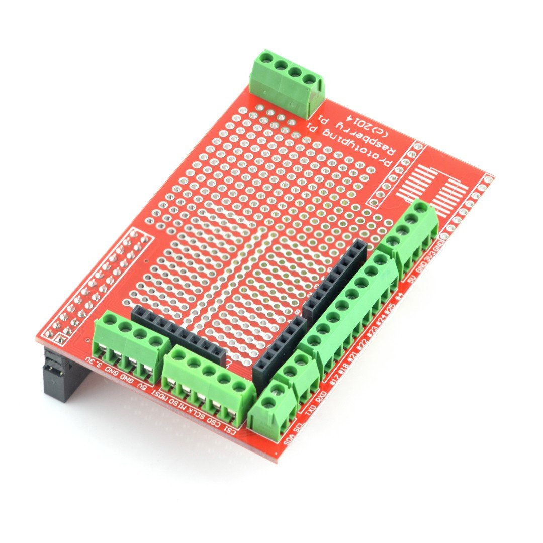 THT-Prototypenplatine mit Schraubanschlüssen für Raspberry Pi