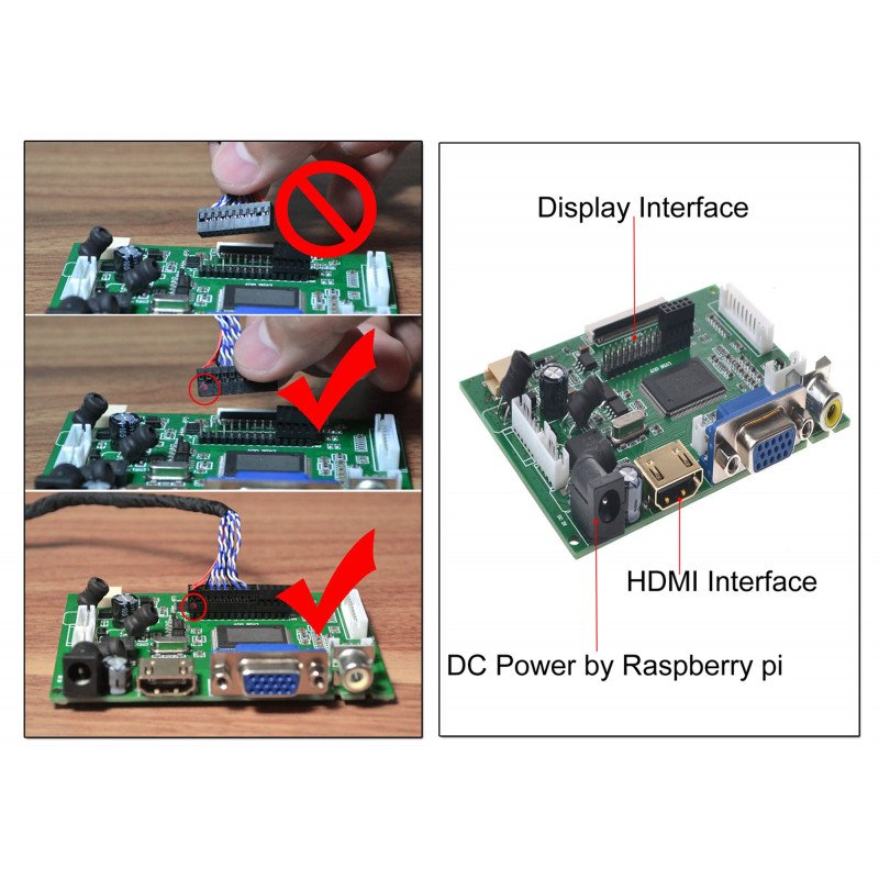 LCD TFT 10.1 '' 1024x600px für Raspberry Pi 3B + / 3B / 2B / B +