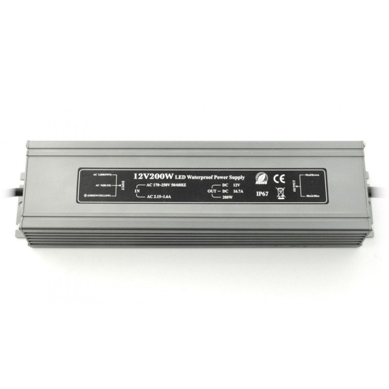 Netzteil für LED-Streifen und Streifen wasserdicht - 12V / 16,6A / 200W