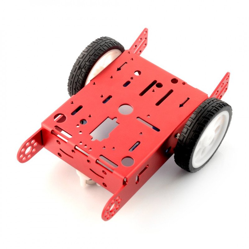 Rotes Fahrgestell 2WD 2-Rad-Roboterfahrgestell aus Metall mit Motorantrieb