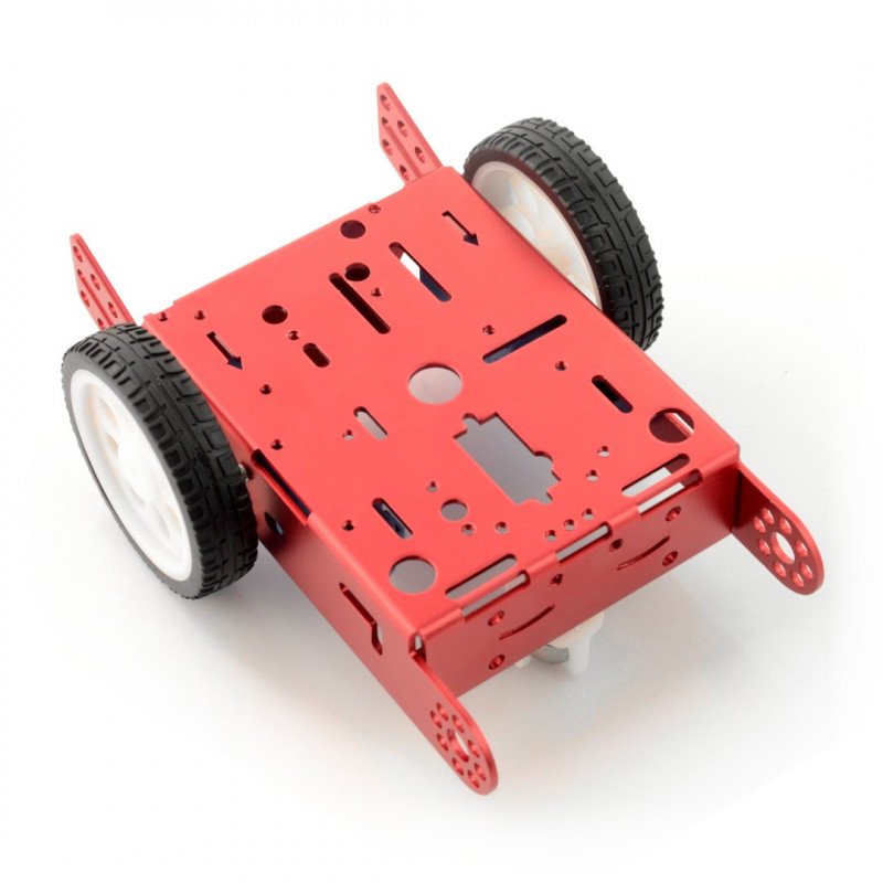 Rotes Fahrgestell 2WD 2-Rad-Roboterfahrgestell aus Metall mit Motorantrieb