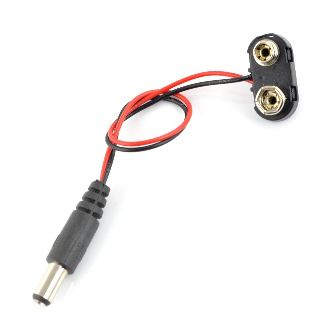 DC 5,5/2,1mm Steckeradapter - 6F22 Stecker, 9V Batterie
