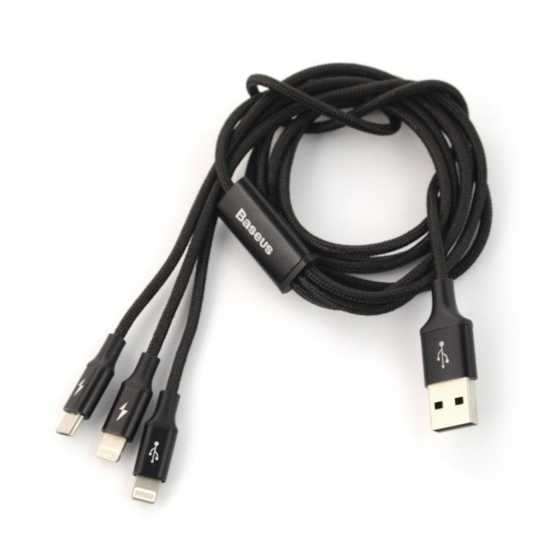 Baseus Rapid 3in1 Lightning / microUSB / Lightning 1,2 m USB-Kabel - schwarz