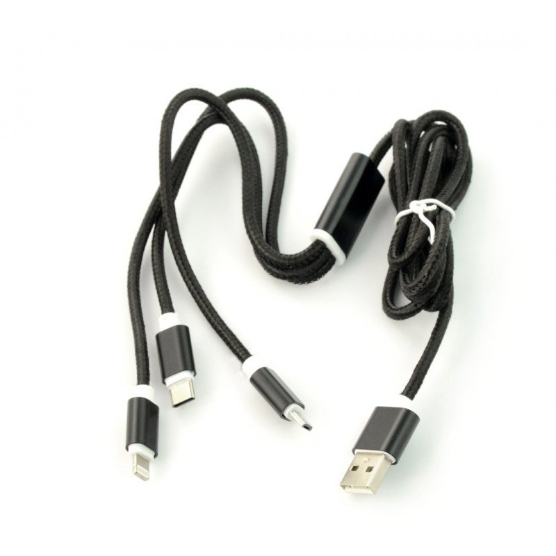 3in1 USB Typ A Kabel auf Micro USB, Lightning, USB Typ C