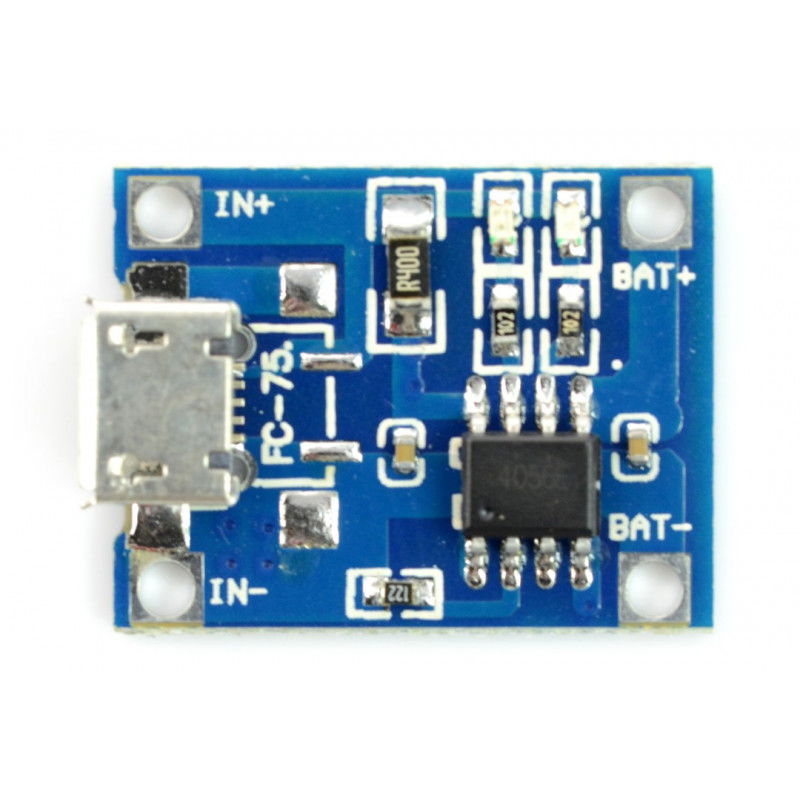 Li-Pol TP4056 Einzelzelle 1S 3.7V microUSB Ladegerät