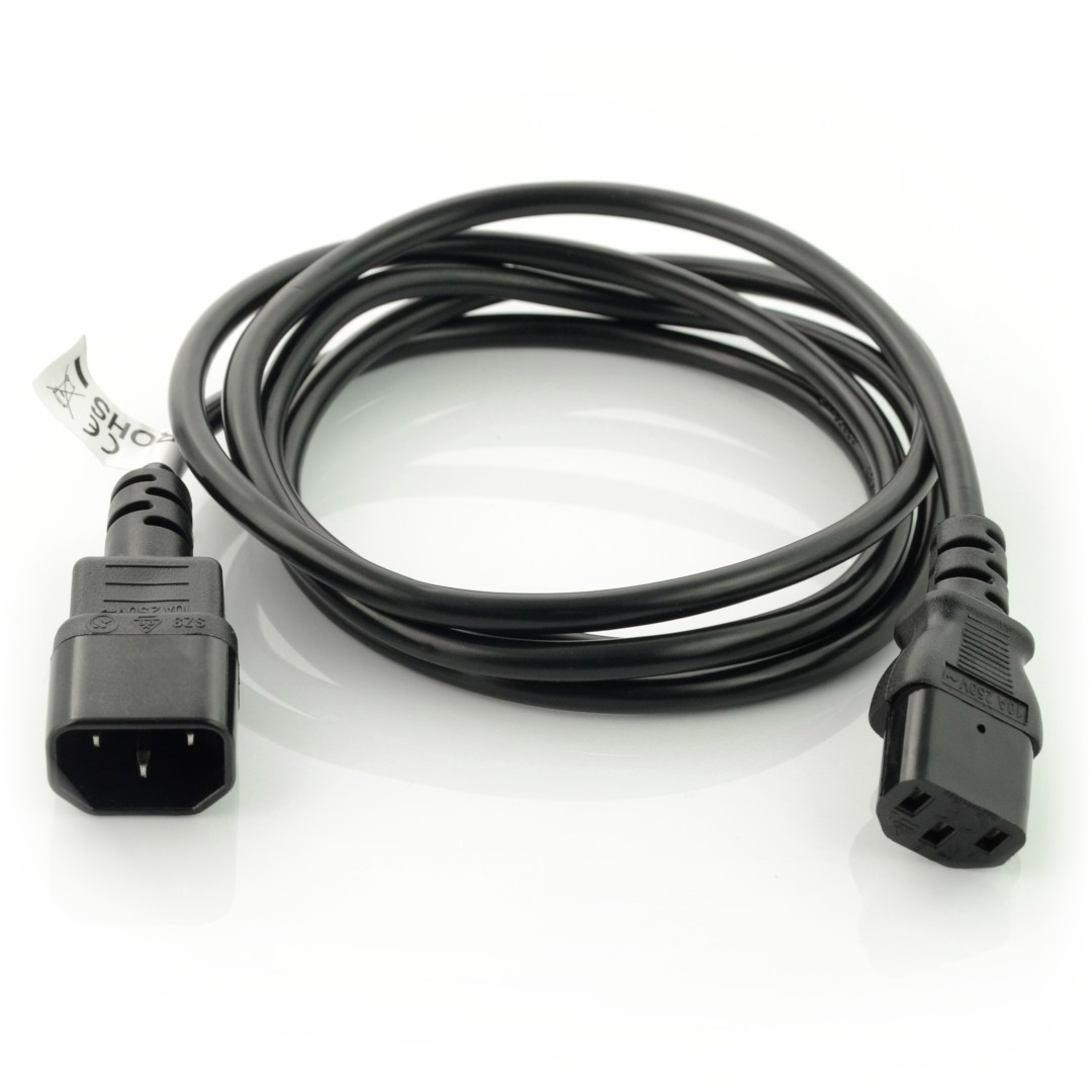 Netzkabelverlängerung IEC 320 C13 - C14 1,8m VDE - schwarz