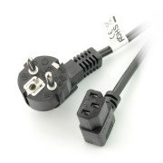 Netzkabelverlängerung CEE 7/7 - IEC 320 C13 1,8m VDE gewinkelt - schwarz