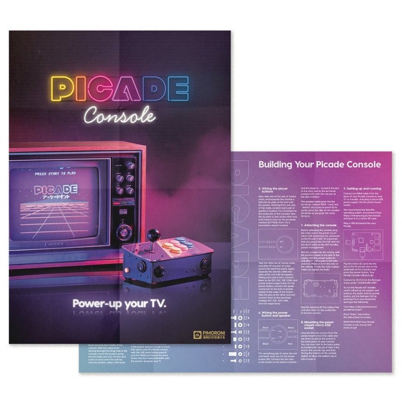 Picade Console - Retro-Konsole - Overlay + Zubehör für Raspberry Pi 3B+ / 3B / 2B / 1B+ / Zero*