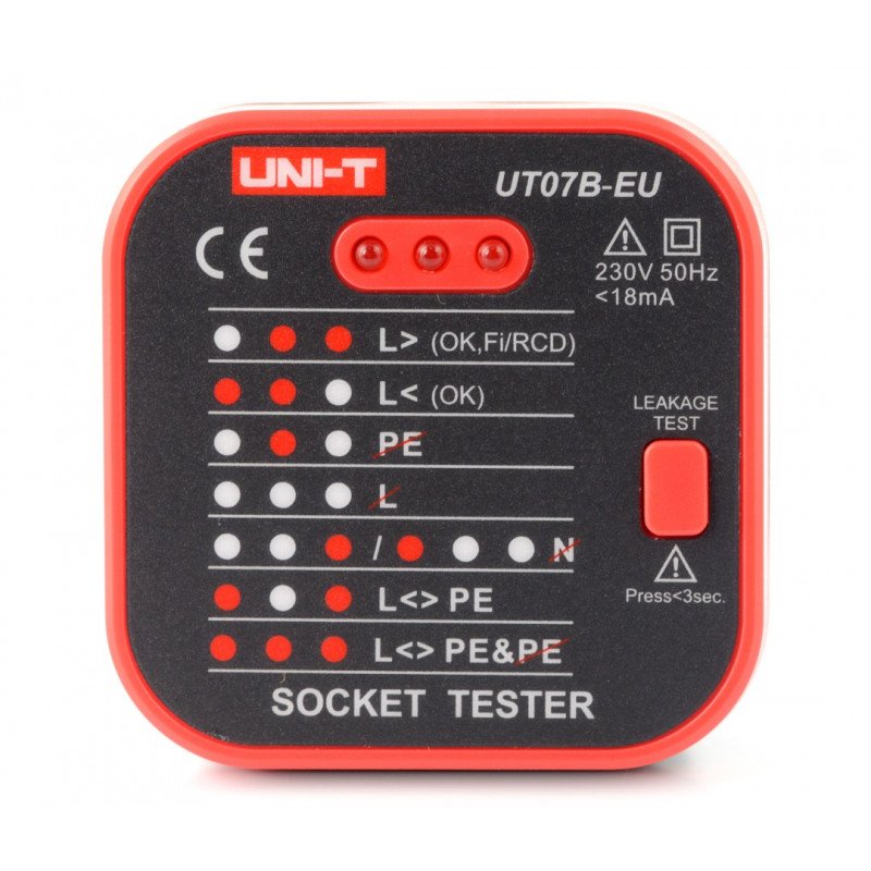 230-V-RCD-Steckdosentester - Uni-T UT07B-EU