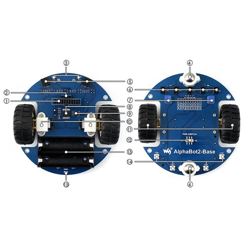 AlphaBot2 Acce Pack - kreisförmige Roboterplattform mit Sensoren und DC-Antrieb für micro:bit