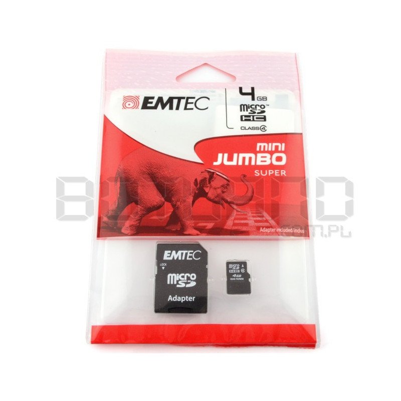 EMTEC Micro SD / SDHC 4GB Class 4 Speicherkarte mit Adapter