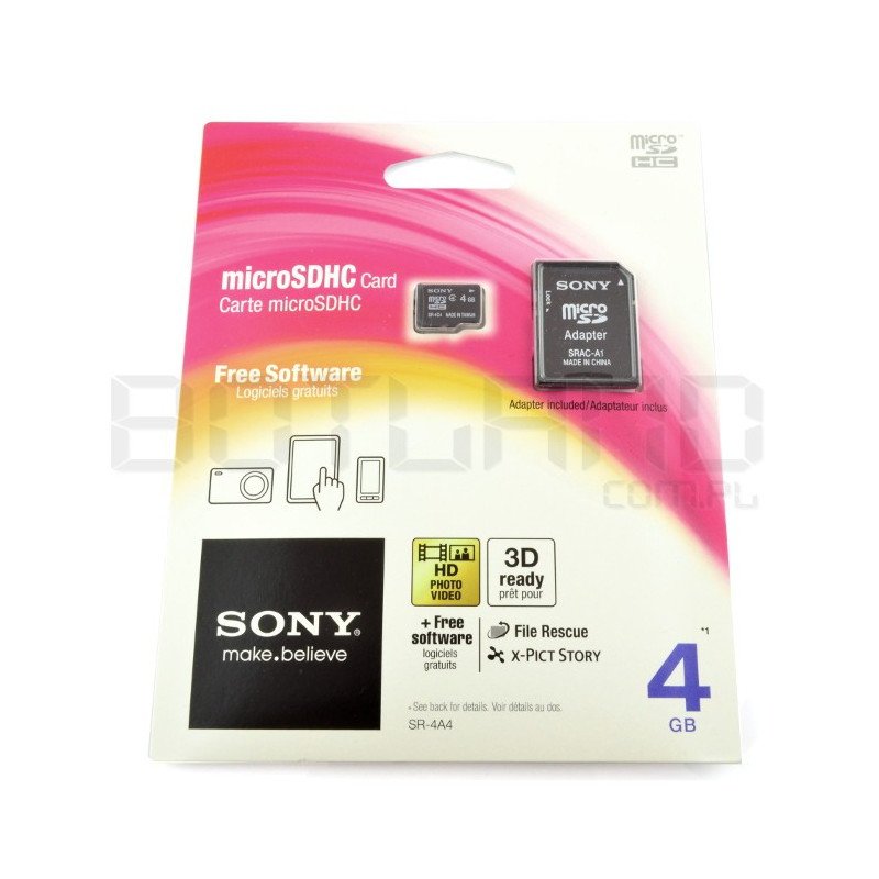 SONY Micro SD / SDHC 4GB Class 4 Speicherkarte mit Adapter