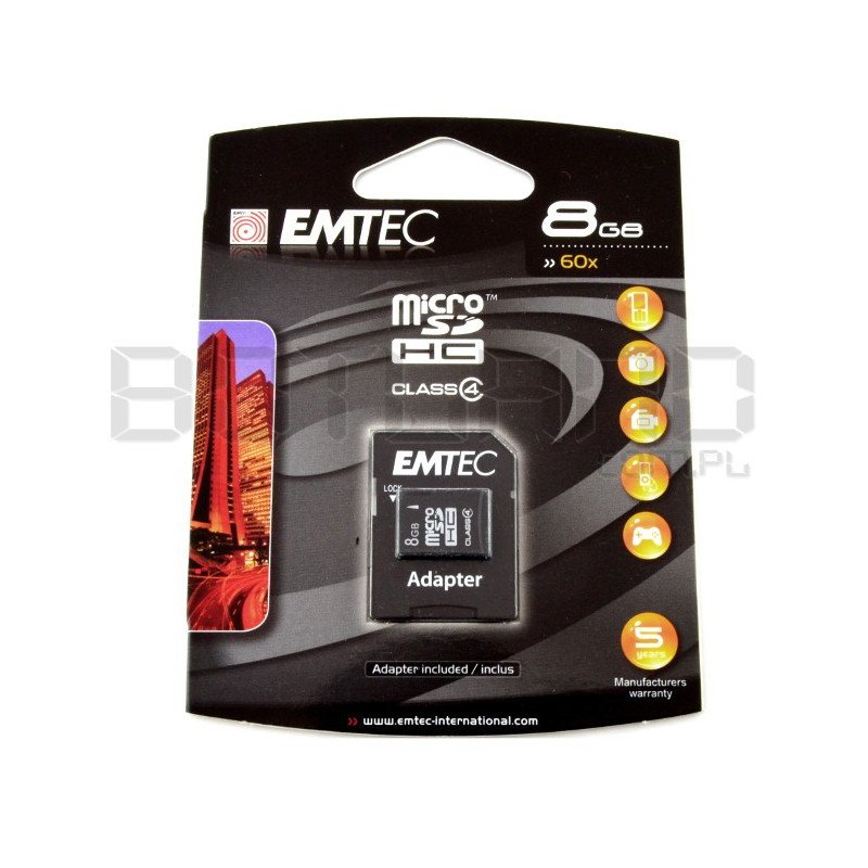 EMTEC Micro SD / SDHC 8GB Class 4 Speicherkarte mit Adapter