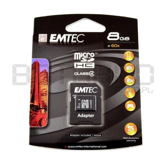 EMTEC Micro SD / SDHC 8GB Class 4 Speicherkarte mit Adapter