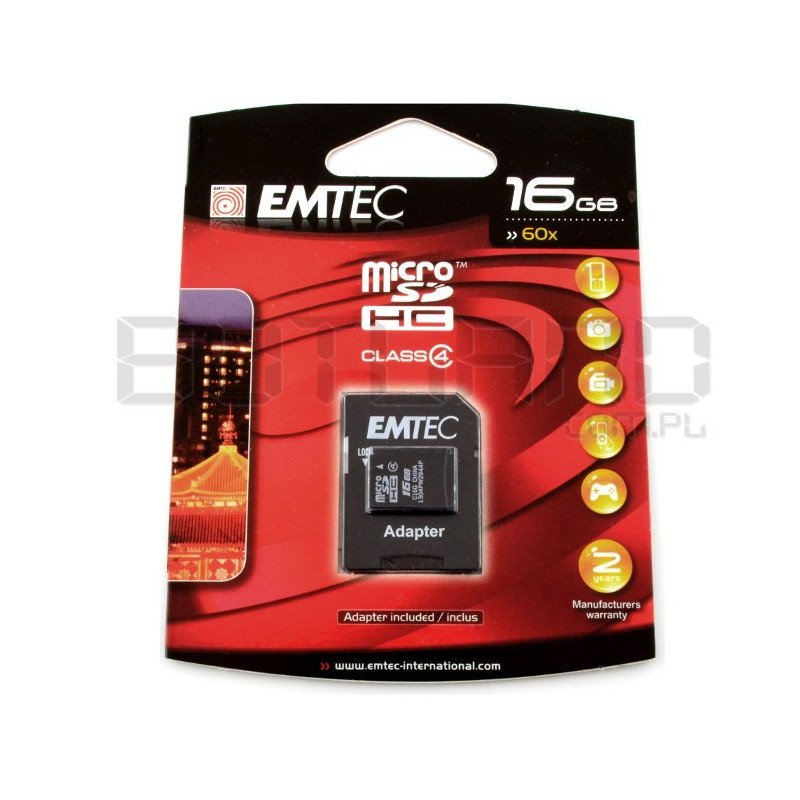 EMTEC Micro SD / SDHC 16GB Class 4 Speicherkarte mit Adapter