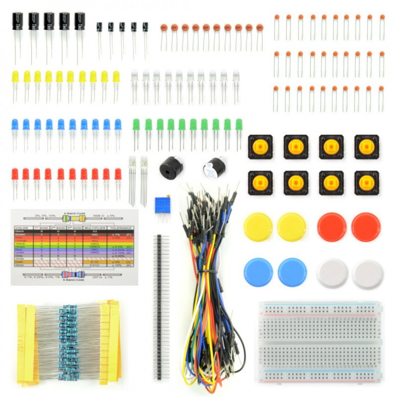 Satz elektronische Bauteile + Steckbrett - AM402 - 96 Elemente