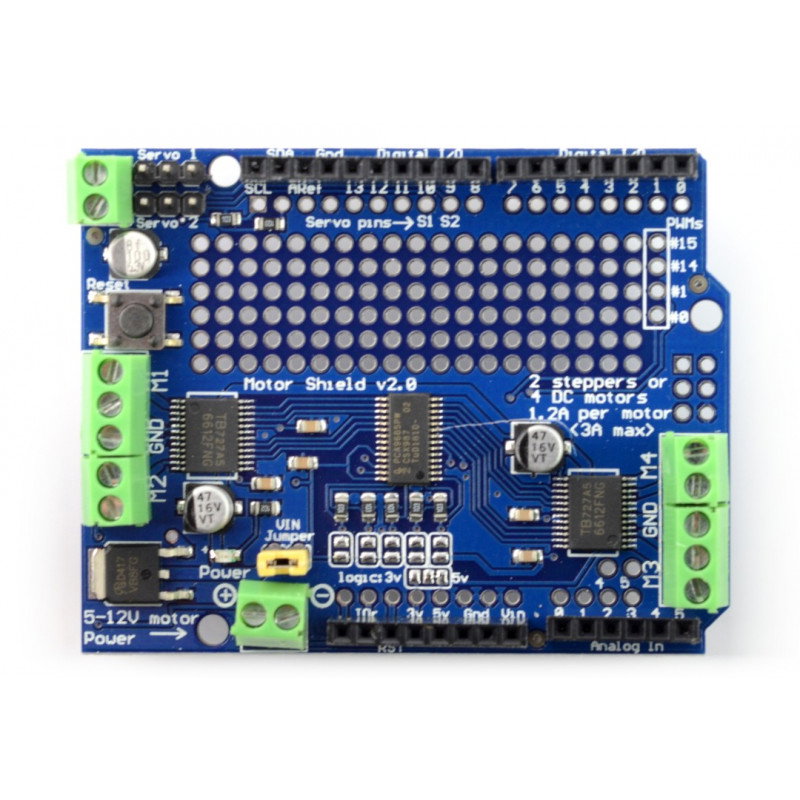 L293D - Treiber für Gleichstrommotoren, Schrittmotoren und Servos - 12 V / 1,2 A - Schild für Arduino