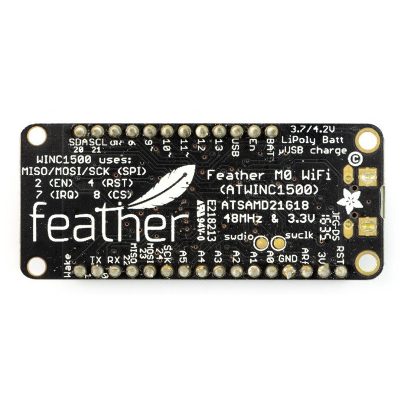 Adafruit Feather M0 WiFi 32-Bit + PCB-Antenne – mit Anschlüssen – kompatibel mit Arduino