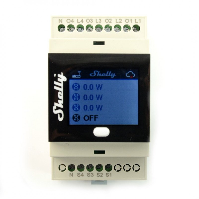 Shelly 4Pro - 4-Kanal-230-V-WLAN-Relais mit Display - Android / iOS-Anwendung