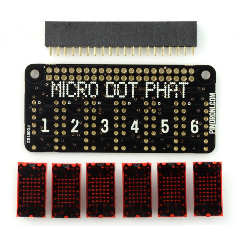 PiMoroni Micro Dot pHAT - 6-Zeichen 5x7 LED-Matrix - Overlay für Raspberry Pi - rot