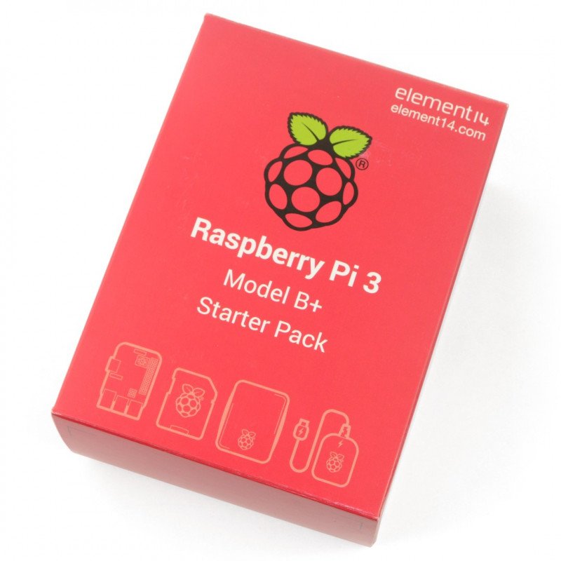 Raspberry Pi 3 B Starterkit + WLAN + rot-weißes Gehäuse + originales Netzteil + microSD-Karte