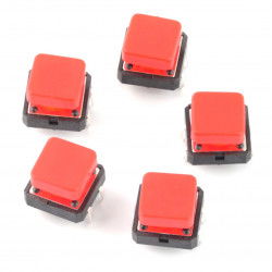 Taktschalter 12x12 mm mit quadratischer Kappe - rot