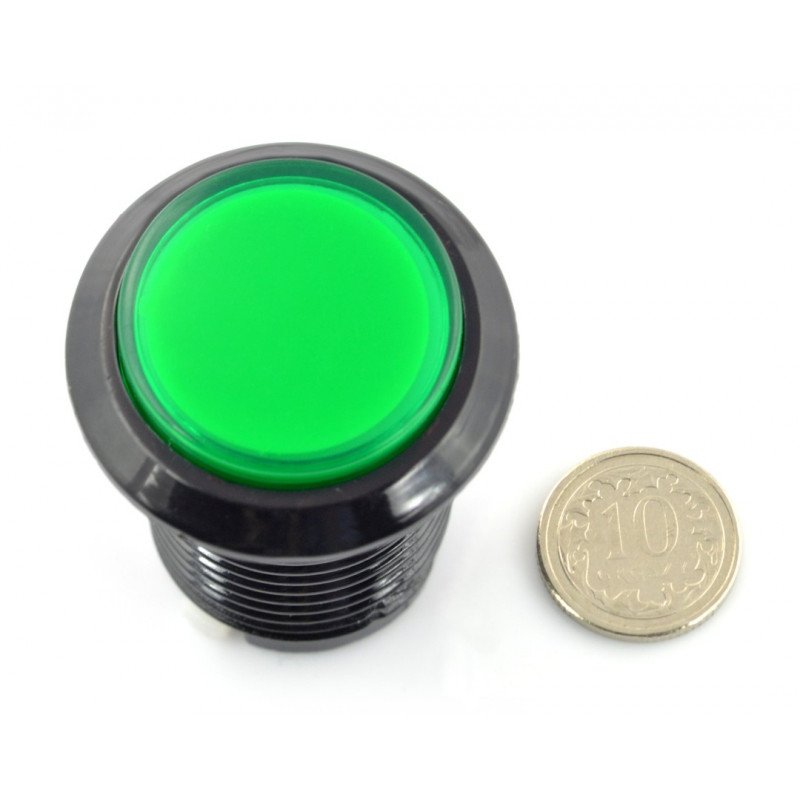 Arcade Push Button 3,3 cm - schwarz mit grüner Beleuchtung