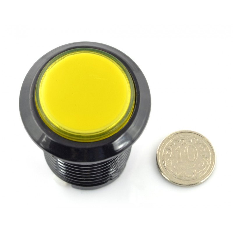 Arcade Push Button 3,3 cm - schwarz mit gelber Beleuchtung