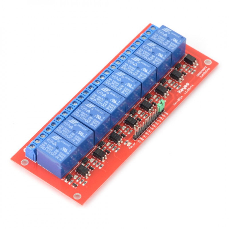 8-Kanal Relaismodul mit Optoisolation - 7A / 240VAC Kontakte - 5V Spule
