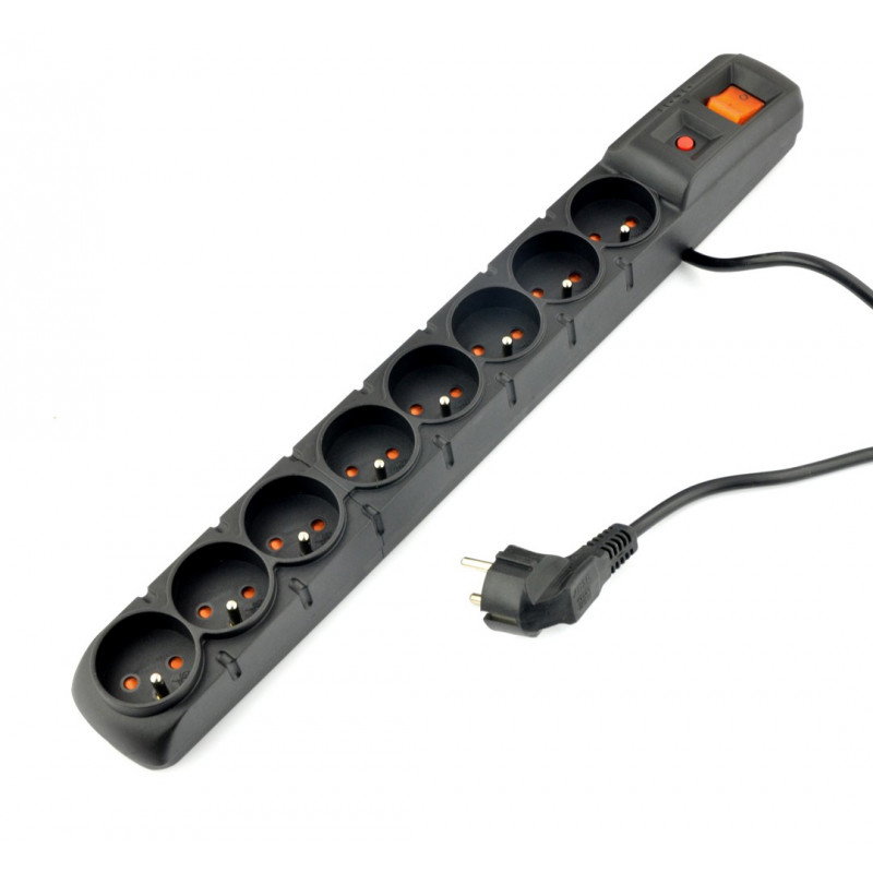 Steckdosenleiste mit Sicherheit Acar S8 schwarz - 8 Steckdosen - 3m