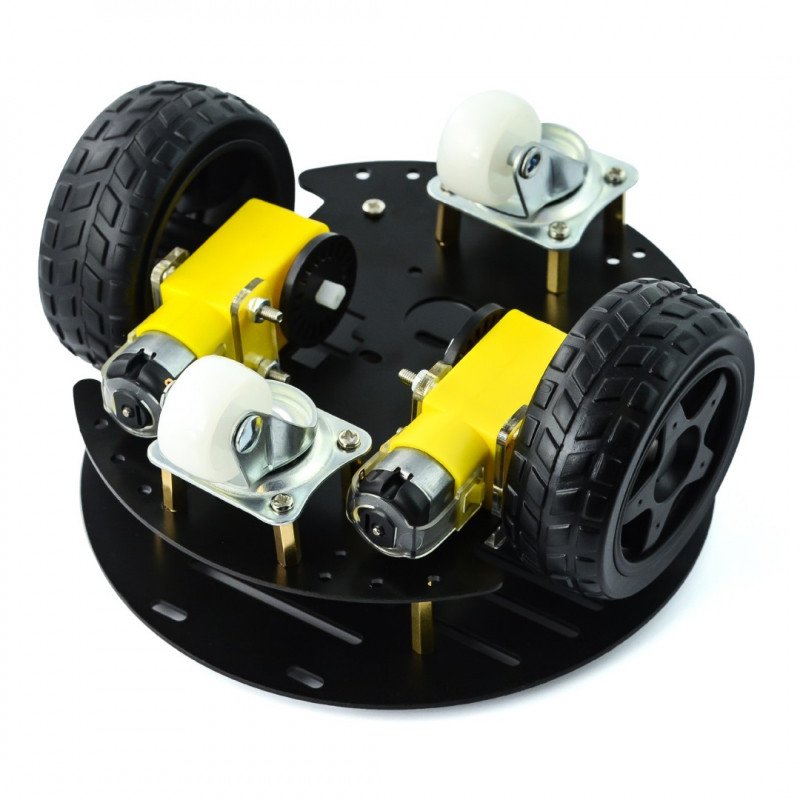 Chassis Round 2WD - 2-Rad-Roboter-Chassis mit Antrieb - Schwarz und Aluminium