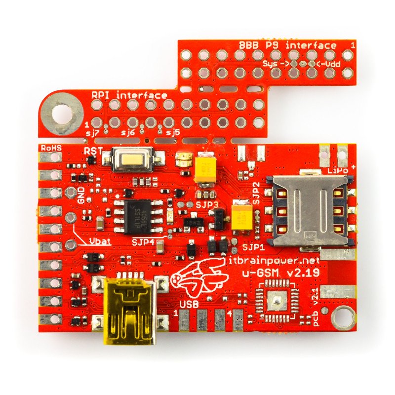 2G / GSM-Modul - u-GSM-Schild v2.19 M95FA - für Arduino und Raspberry Pi - u.FL-Anschluss
