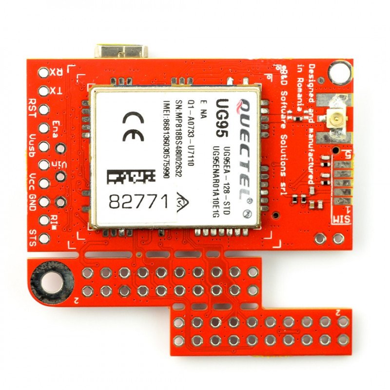 3G / GSM-Modul - u-GSM-Schild v2.19 UG95E - für Arduino und Raspberry Pi - u.FL-Anschluss