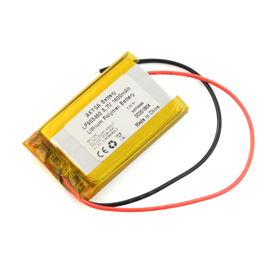 Akyga 3,7 V 1S 1600 mAh Li-Pol-Akku - 150 mm - 50 x 34 x 9 mm Kabel