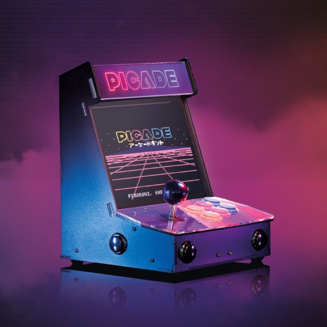 Picade Arcade Machine - Retro Automat - Overlay + Zubehör für Raspberry Pi 3B+ / 3B / 2B / Zero - Display 8"