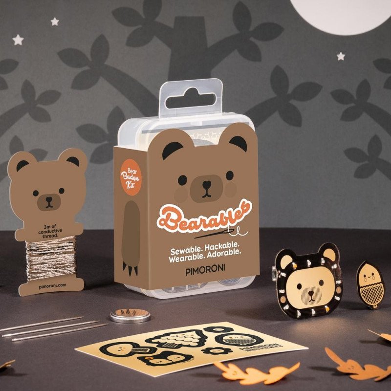 Bearables Bear Kit - ein Satz Aufkleber mit LED-Dioden und einem Bewegungssensor